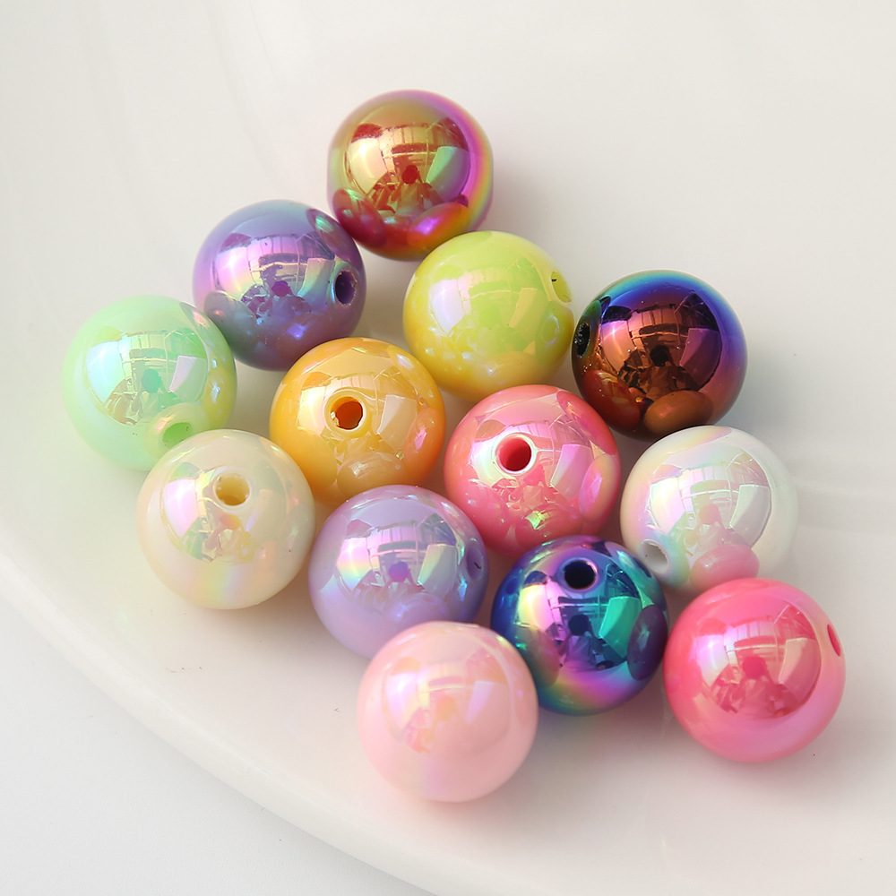 14mm / 16mm acrylic beads, iridescent beads, DIY color-coated handcrafted bead material, wholesale of loose beads, bracelet accessories details Picture