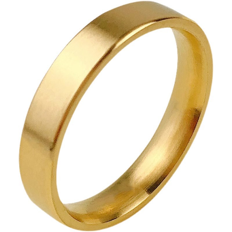 Ancient-style inheritance plain ring, titanium steel plated with 18K gold, couple ring for men and women, index finger ring, unique and never fades Item Picture