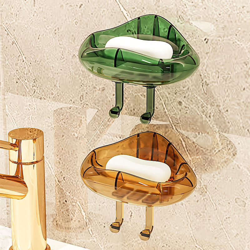Cloud-mounted wall-mounted transparent water-draining soap box without punching holes