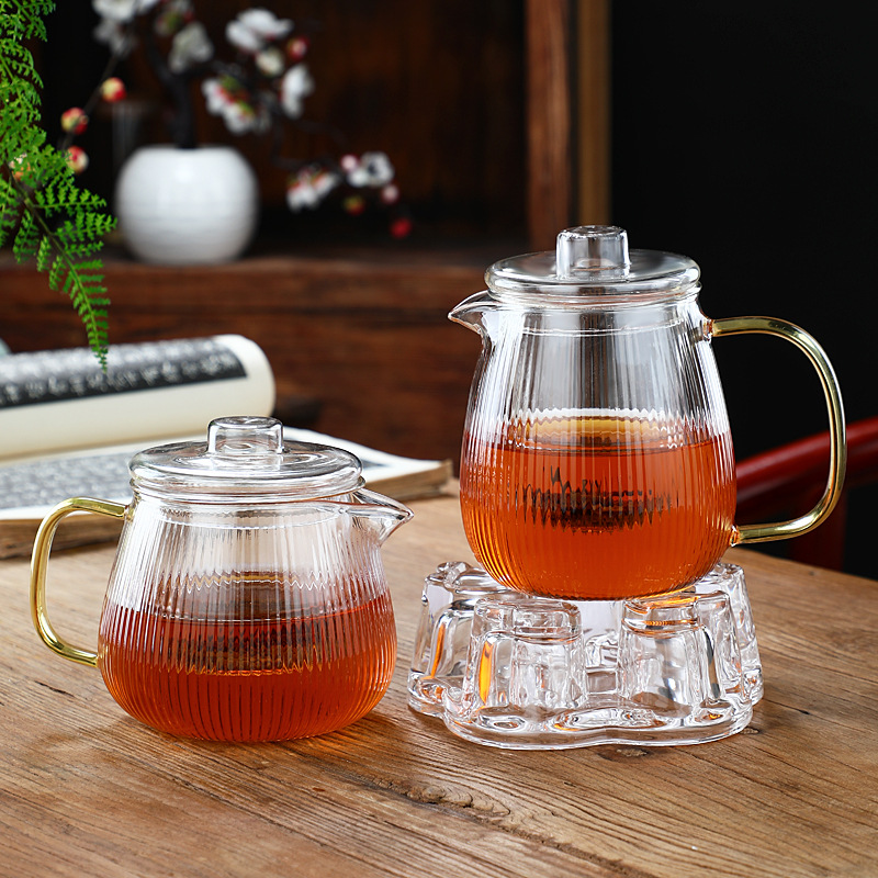 Glass teapot, heat-resistant brewing teapot, filter, high-temperature resistant boiling teapot, water bottle set, tea brewing utensils, flower tea boiling and health preservation teapot details Picture