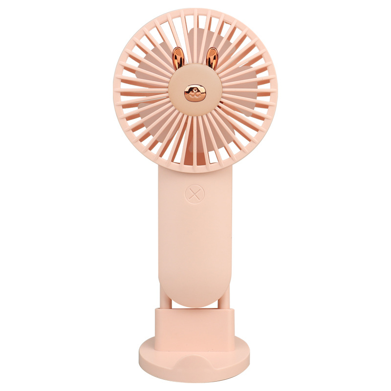 Drip fan, fresh cartoon phone stand, USB charging, portable handheld small fan with light, advertising gift Item Picture