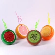 厂家批发创意水果西瓜橙子猕猴桃造型一次性果汁饮料奶茶景区杯子