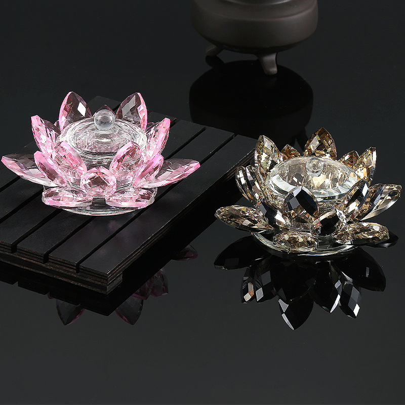 New Crystal Lotus Nail Nail Cup Pen Wash Cup Home Delicate Transparent Crystal Lotus Nail Nail Cup With Lid details Picture