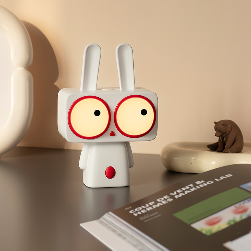 Cartoon Bobi Rabbit Night Light, USB charging, stepless dimming, small night light, children's led timed sleep companion, cute rabbit light full figure