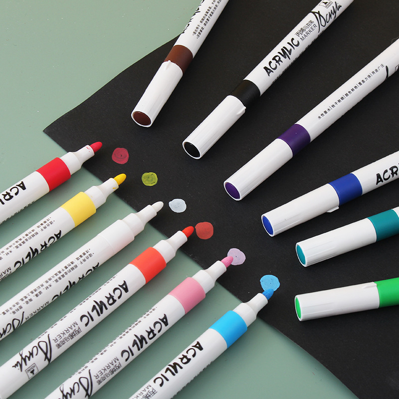 Acrylic markers, children's waterproof hand-drawing diy, student art special 12-color and 48-color fluorescent acrylic markers details Picture