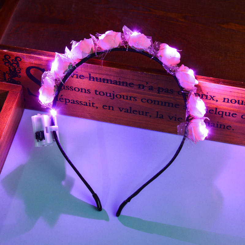 Cross-border hot luminous garland headband Headband Glitter garland headband stall small gifts Tourist attractions night market wholesale light foam garland Specification drawing