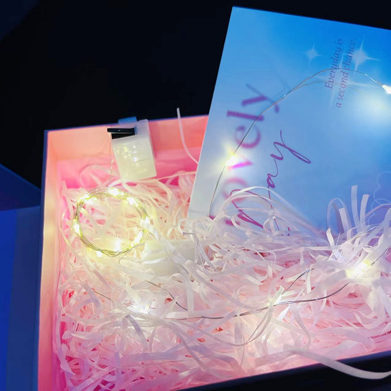 挂钩款开盖即亮灯串礼品盒铜线彩灯纽扣串灯自动亮氛围灯led图