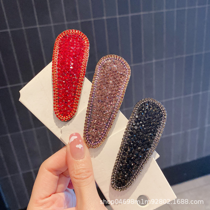 Rhine-Diamond Hair Clip 2022 Net Red Side Fringe Hair Clip New Bb Broken Hair Clip Clip High-End Top Clip Girl Hair Accessories