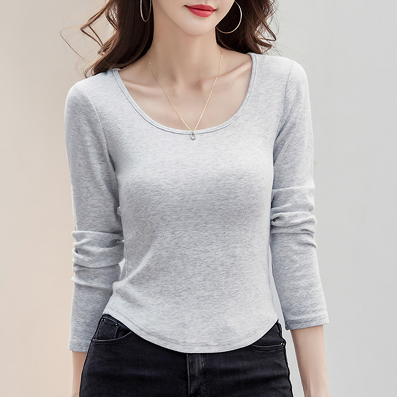 2023 Autumn new slim-fit round-neck long-sleeved T-shirt women's solid color top Amazon AliExpress cross-border supply Application Scenario