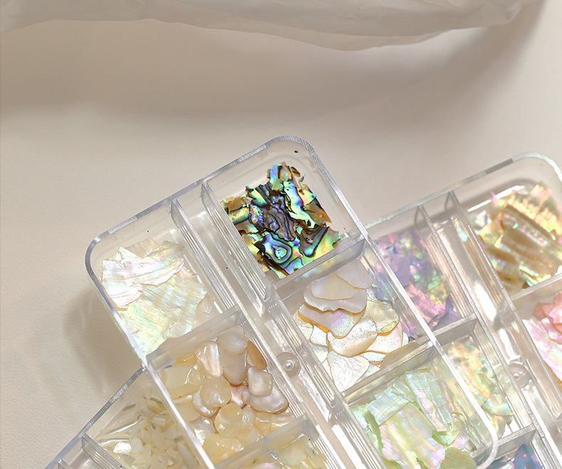 Cross-border wholesale of Japanese-style nail art 6-compartment shell accessories mixed with ultra-thin and colorful natural abalone slice nail decorations pic 2