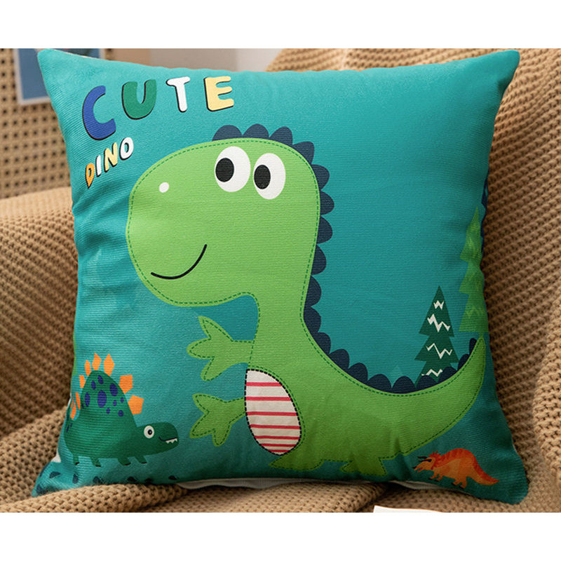 短毛绒卡通生日抱枕儿童床小恐龙方枕客厅沙发靠垫学生40cm午休枕