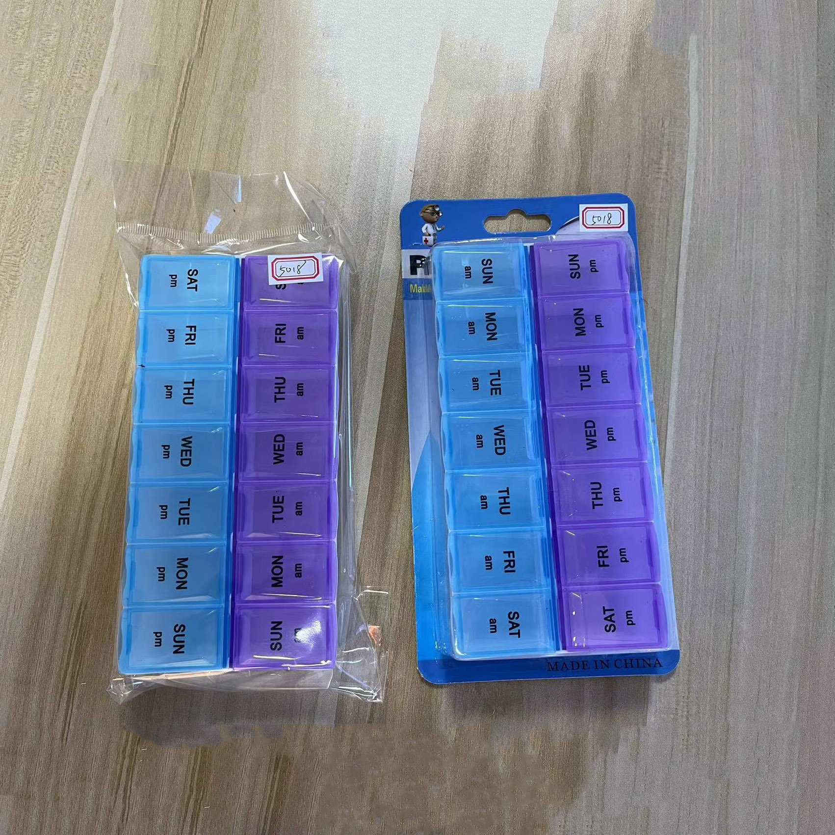 Portable Pill Box L Two-Row 14-Day Pill Box With Braille Portable 14-Cell Pill Box Rs-6504