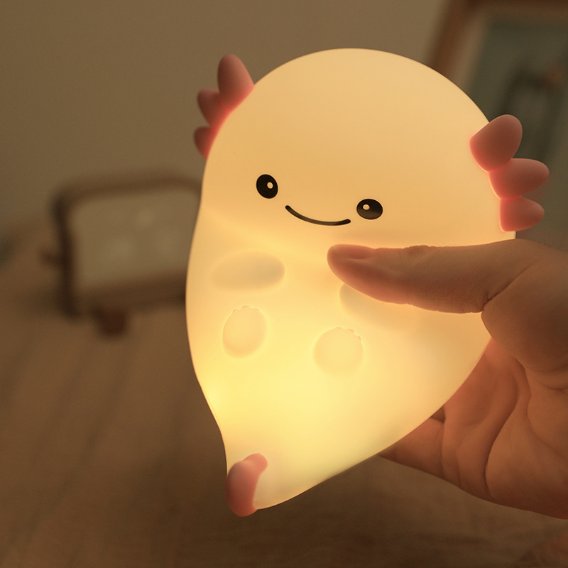 The new creative salamander Internet celebrity hexagonal dinosaur night light lights up instantly with a snap, RGB bedroom atmosphere light, snap light Application Scenario