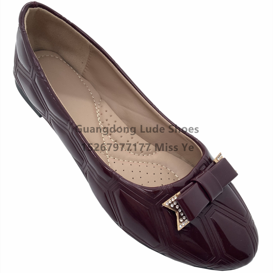 Foreign Trade Single Shoes Women's Casual Single Shoes Flat Bright Bow Single Shoes Comfortable Casual Wear Guangzhou Women's Shoes Item Picture