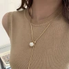 A long, pull-out adjustable pearl necklace with a high-end design sense, a niche, simple and versatile collarbone necklace Specification image