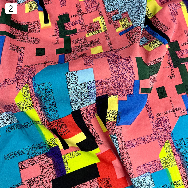 Four-sided multicolored geometric pattern dress fabric, large square export clothing, T-shirt, bag and accessory fabric, woven leather, dyed jacquard fabric, multi-purpose pic 9