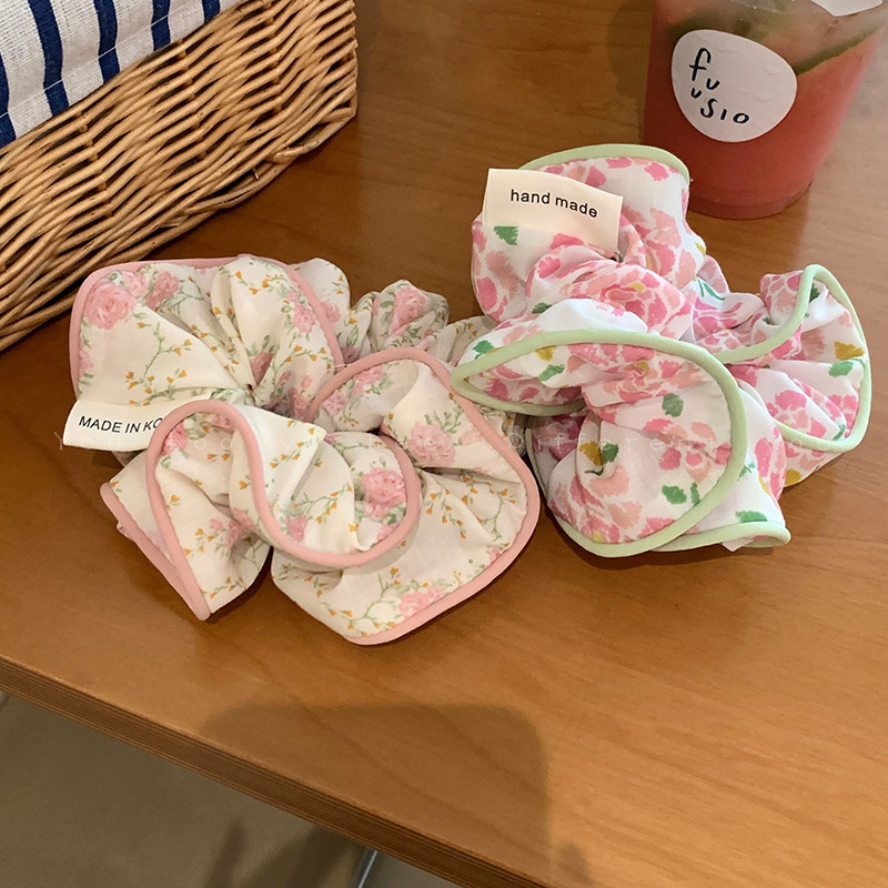 Mori Department Xian Beauty Floral Large Hair Circle Female 2023 New Style Of Bun Head Temperament Head Rope Summer Simple Headwear details Picture