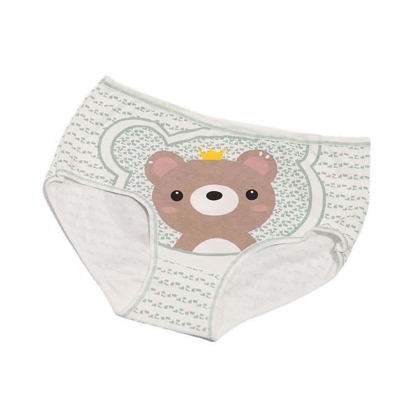 New cartoon cute little girl bear shorts cotton mid waist front and back printed women's briefs wholesale Item Picture