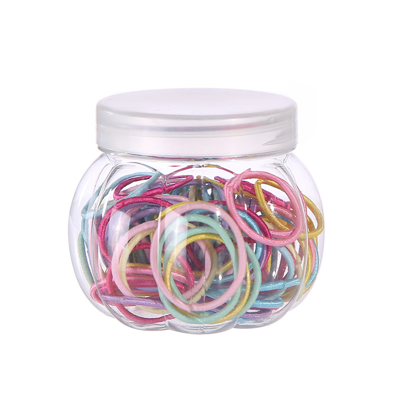 Children's hair accessories, candy-colored hair ties, Korean version, small style, little girls' thumb hair ties that won't hurt hair, 100 pieces per can Application Scenario