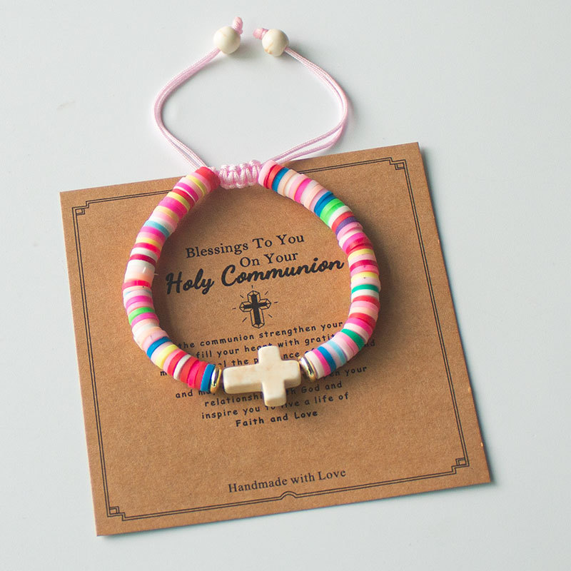 Europe And The United States New Foreign Trade Sales Children Girls Women Rainbow Clay Cross Bracelet Jewelry Bohemia Jewelry Manufacturers Direct Sales Specification drawing