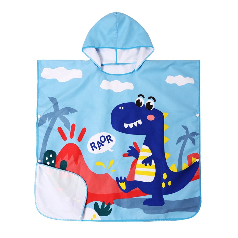 Printed Cartoon Bathrobe Absorbent Quick-Drying Double-Sided Fleece Beach Swimming Hooded Bath Towel Bath Towel Cape Item Picture