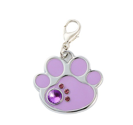 Dog brand in-stock 4-color new pet collar accessory, colored glaze footprint with diamond cat necklace jewelry pendant Item Picture