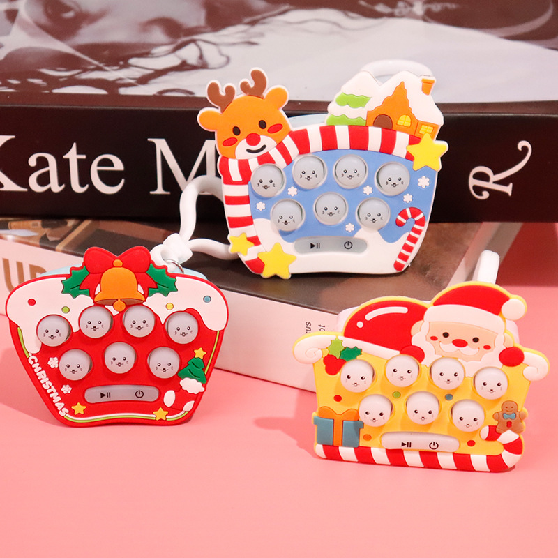 Christmas Whack-A-Mole Halloween Handheld Game Machine Children's Quick Push Machine Decompression Puzzle Toy Key Chain Pendant Huaixing 4455 details Picture