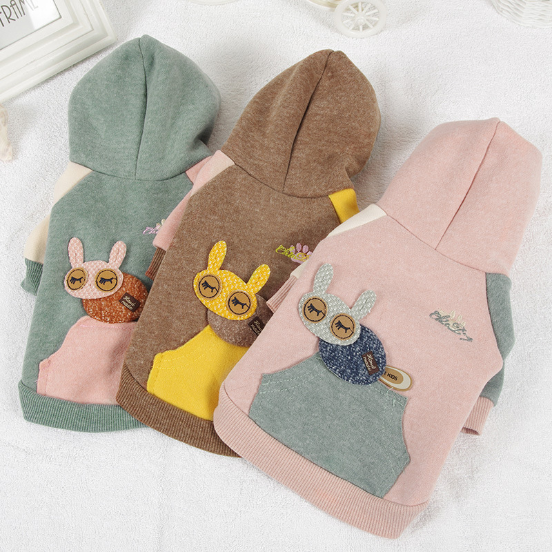 宠物卫衣新款宠物服装休闲狗狗卫衣拼色连帽猫咪服饰可爱卡通服饰