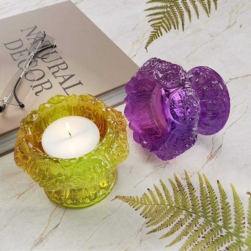 diy crystal resin lotus lace base one-piece candle ornament, candlestick silicone mold Specification image