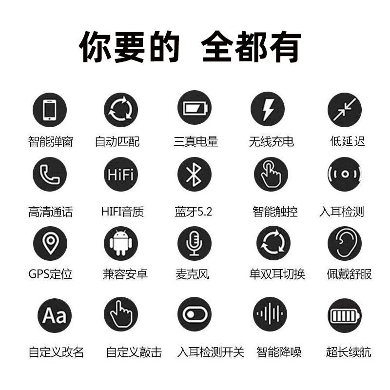 Huaqiang North Second Generation Three Generation Four Generation Five Generation Yue Hu Huilian For Apple Android Noise Reduction Wireless Bluetooth Headphones details Picture