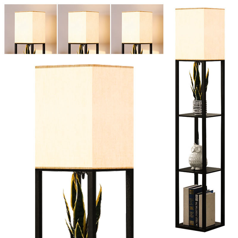 Modern and simple shelf lamp, integrated floor lamp, strip storage board, living room, study, bedroom lamp, cross-border standing table lamp Item Picture