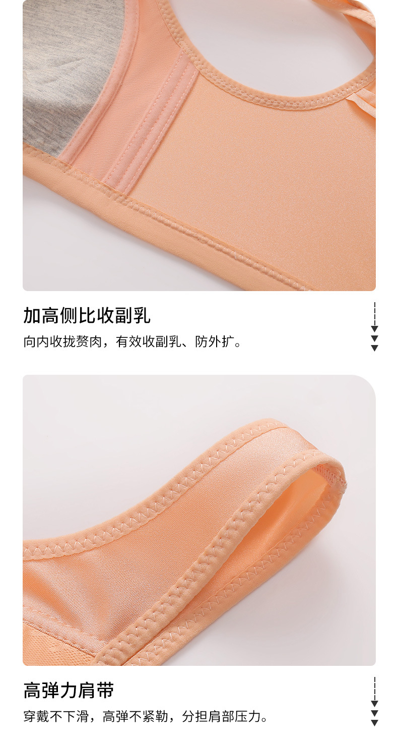 跨境款厂家现货直发中老年大码薄款无钢圈前开扣固定杯背心式文胸详情18