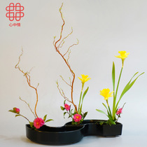 Heart feeling Japanese flower arrangement utensils plastic flower dish Chinese flower way Zen plastic flower pot semicircles flower utensils