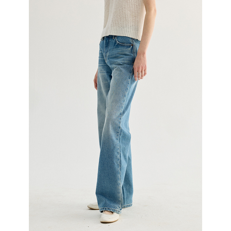 THE MIND high-end minimalist jeans for women, Spring 2025 new high-waisted straight-leg versatile casual pants NJ018 Specification image