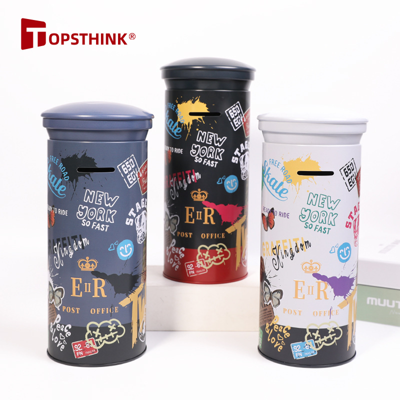 Retro Posting box personalized decoration creative giant piggy bank tube large piggy bank can save iron art full figure