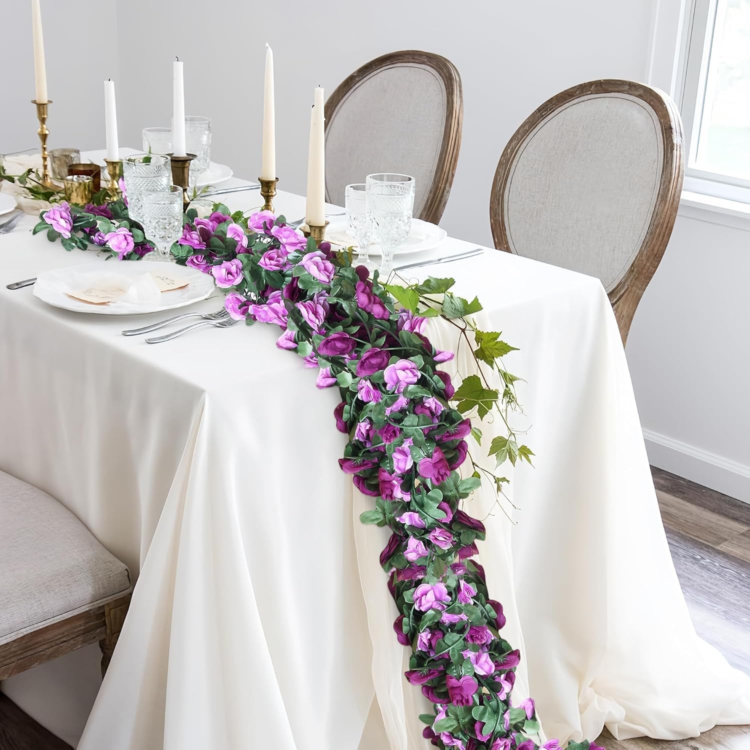 Wholesale of artificial rose vines for wedding decoration arches, air conditioning water pipes, winding and blocking vines, and artificial plant flower vines pic 29
