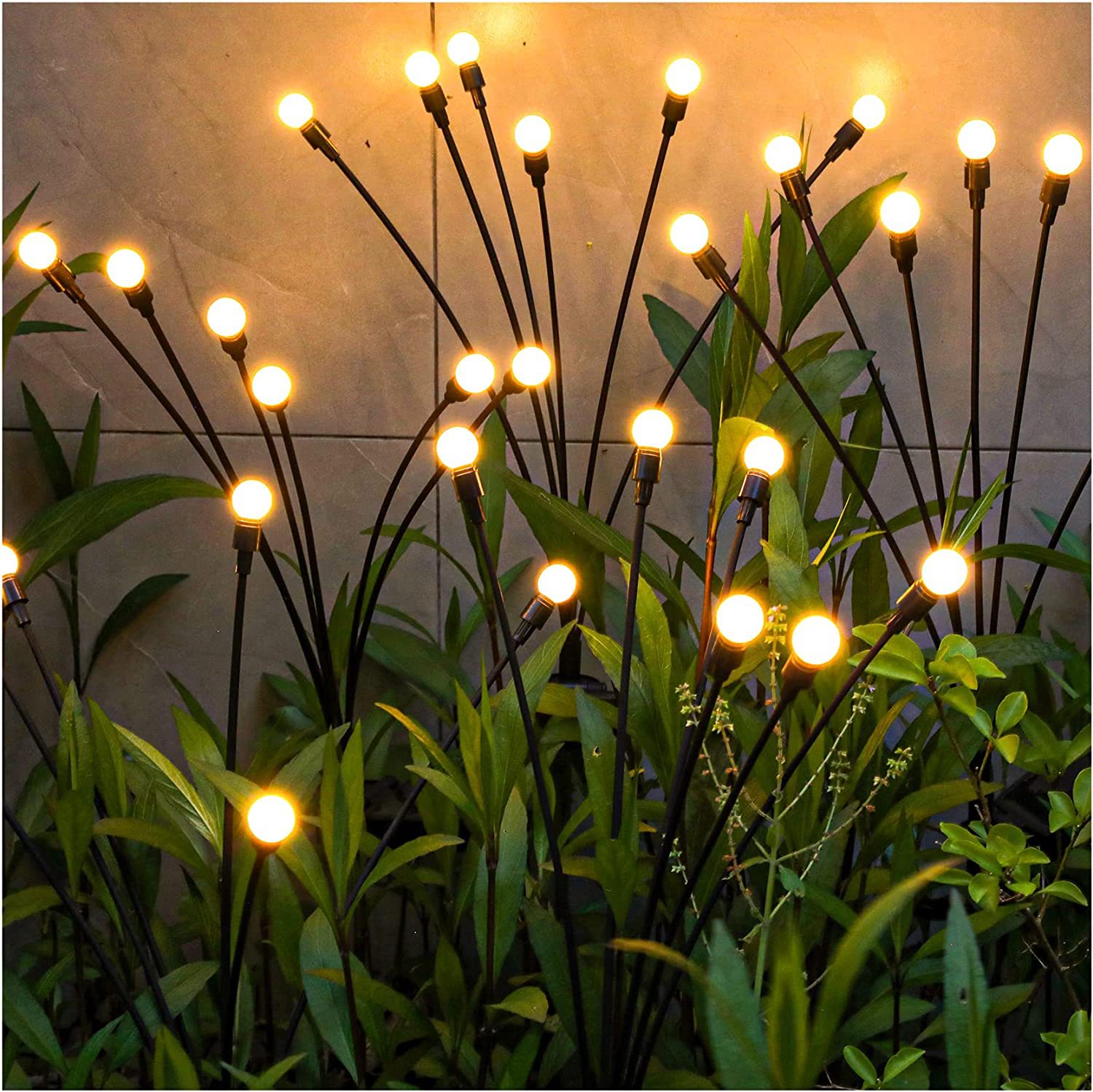 Cross-border solar lawn lights, garden lights, LED wind firefly ground insert lights, garden decoration, festival lights, swinging full figure