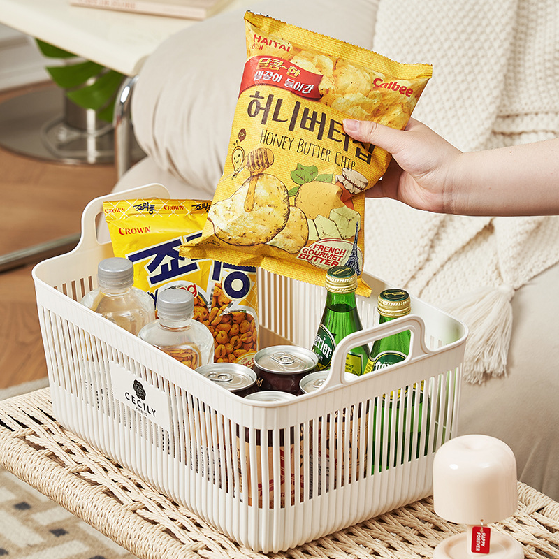 New snack and sundries storage box, toy organizing basket, household plastic storage box, starting cabinet basket, desktop basket Specification image