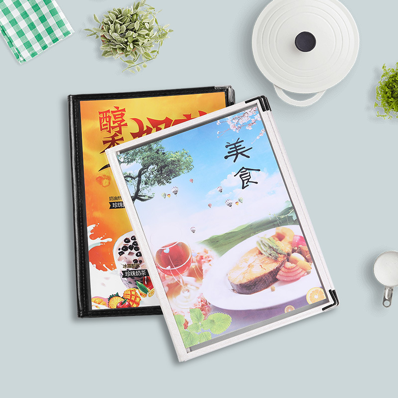 A4 loose-leaf insert menu book, transparent menu for Chinese and Western cuisine, ordering book, restaurant menu book, 6 pages, 12 sides for ordering Application Scenario