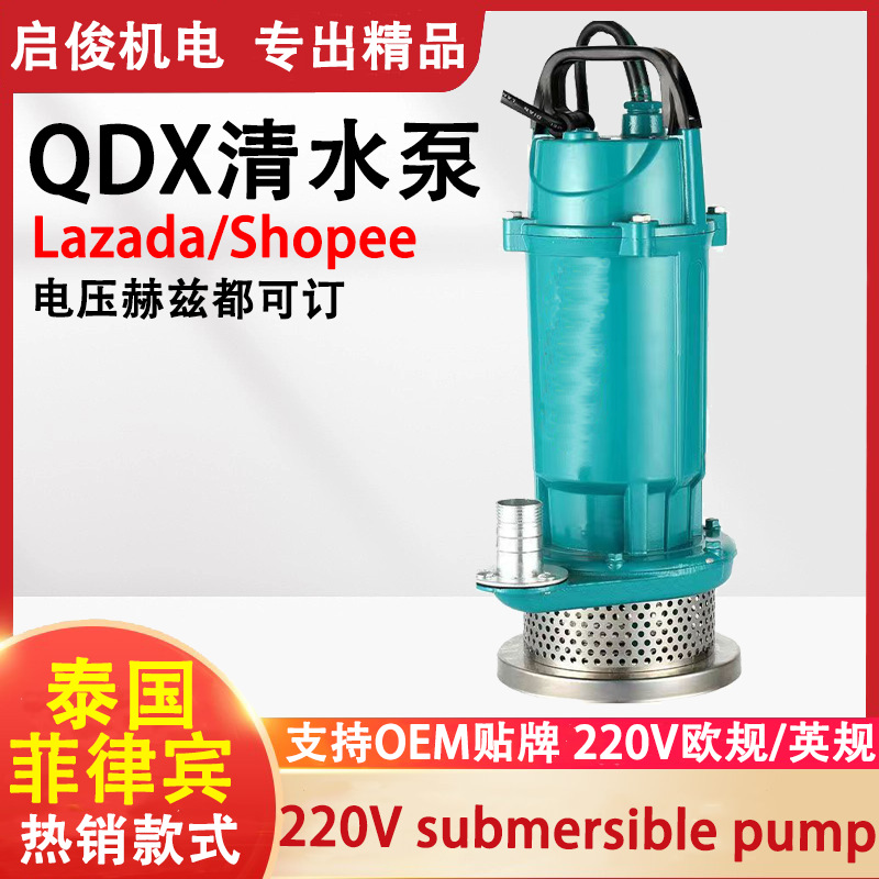 QDX clean water pump, Southeast Asia, Mexico 0.5/1HP household farmland irrigation 1-inch high head submersible pump, European standard Specification image