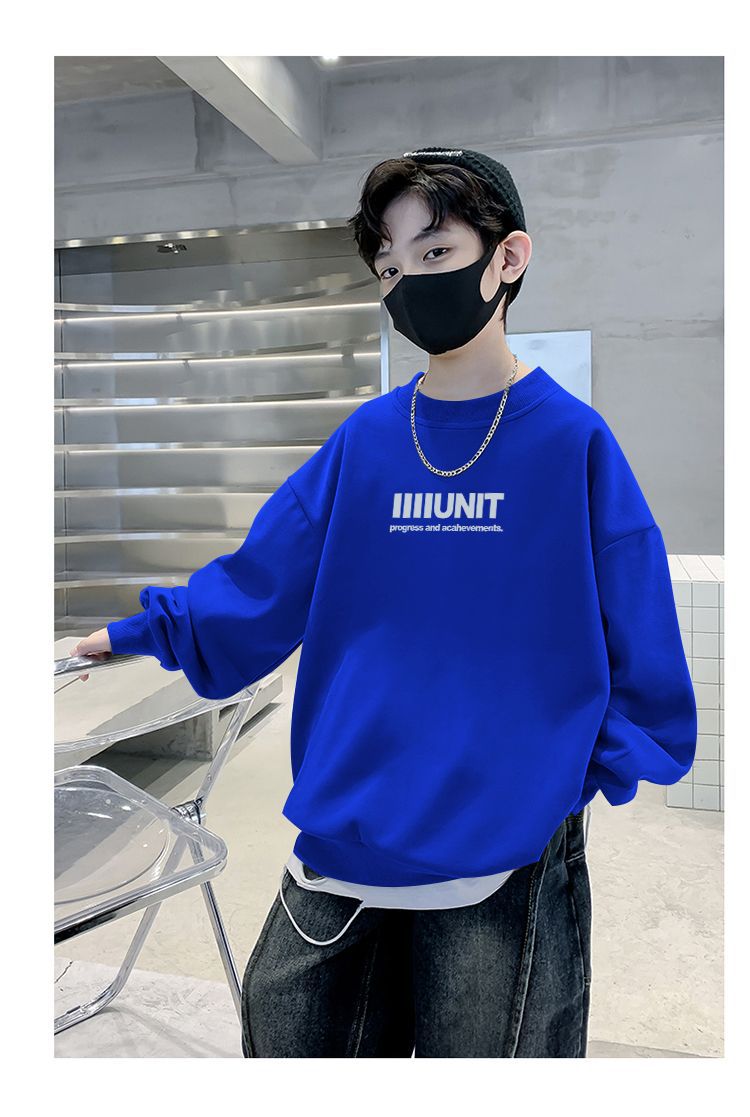 天才鲸 童装男童卫衣秋装前后印花新款加绒宽松上衣男孩中大童潮详情12