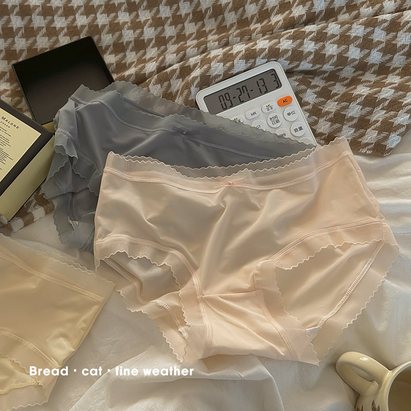 Summer seamless ice silk underwear for women, antibacterial, breathable, pure and sexy, thin mid-waist triangular underwear for girls Specification image