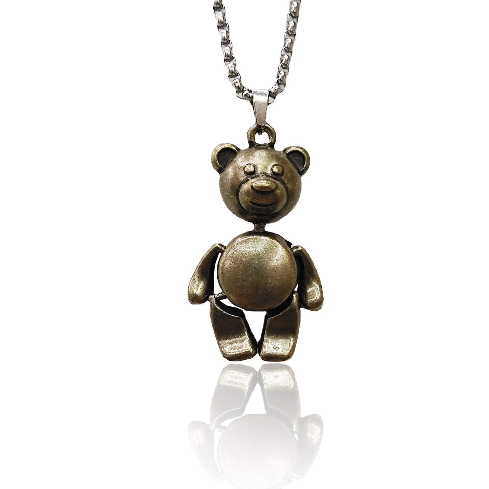 Net Red Men's Necklace Cute Pot-Bellowed Bear Necklace Sweater Chain Alloy Hip Hop Stainless Steel Necklace Wholesale Application Scenario