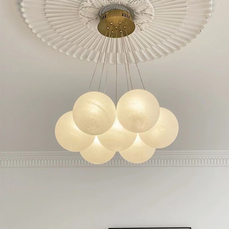 星球灯法式客厅吊灯奶油风云朵玻璃泡泡球月球气球灯具魔豆卧室灯