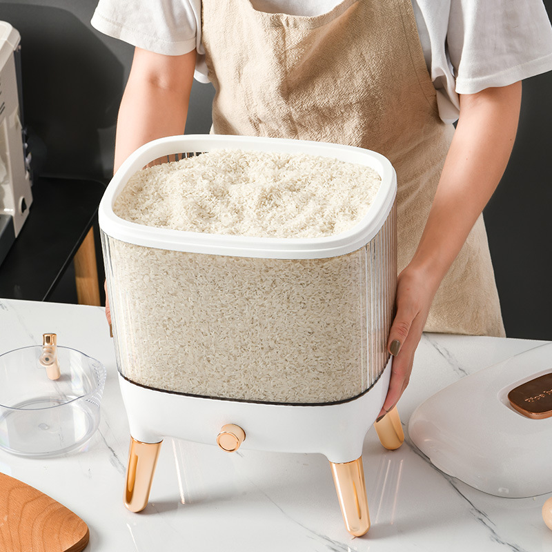 Kitchen household rice bucket, moisture-proof, moth-proof, insect-proof, sealed large-capacity rice bucket, rice VAT, light luxury and simple storage, rice bucket 0755-3 Specification image