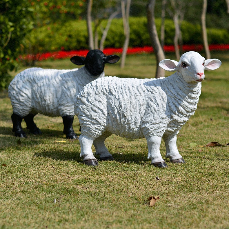 玻璃钢仿真绵羊/动物雕塑摆件/园林景观装饰品产品图