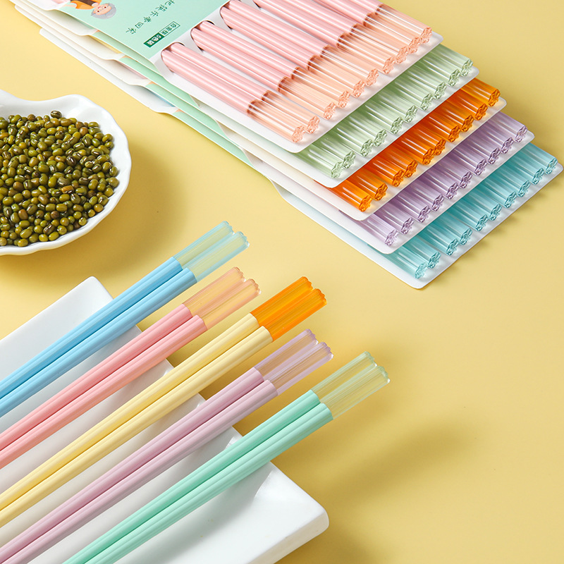 Wholesale of factory-direct supply of live-streaming color new Chinese-style alloy chopsticks, household non-moldy slanted anti-slip chopsticks details Picture