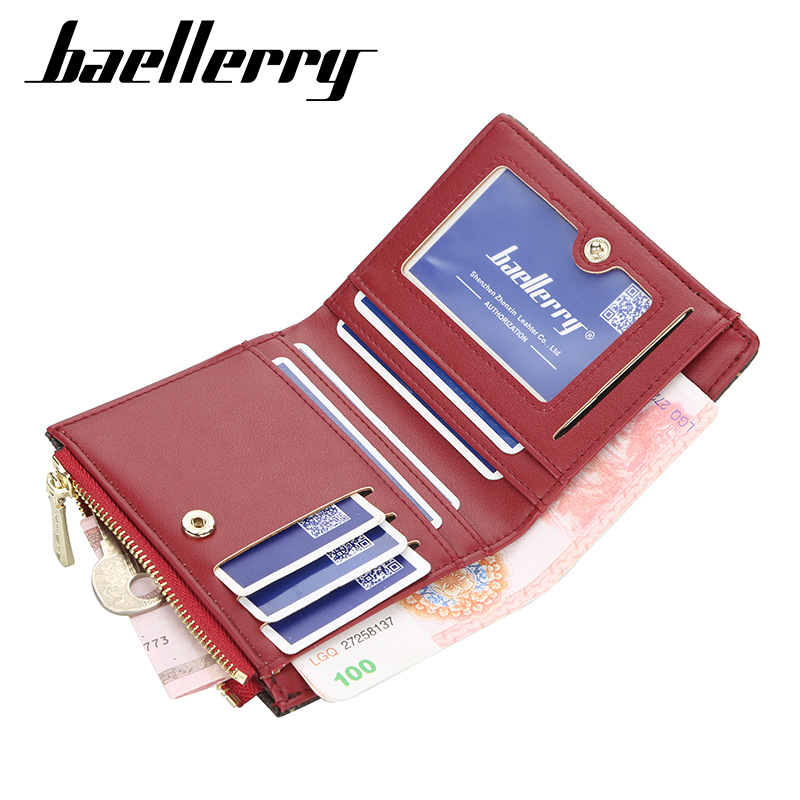baellerry女士短款钱包韩版印花多卡位摁扣零钱包时尚拉链卡包女详情图2