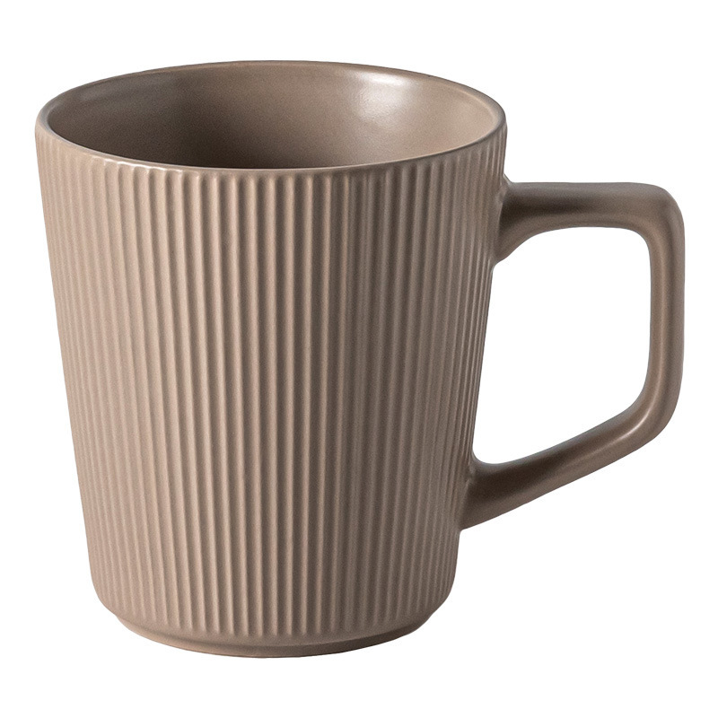 Simple style vertical pattern ceramic water cups, high appearance level, household large-capacity mugs, couple cups, office use wholesale Item Picture