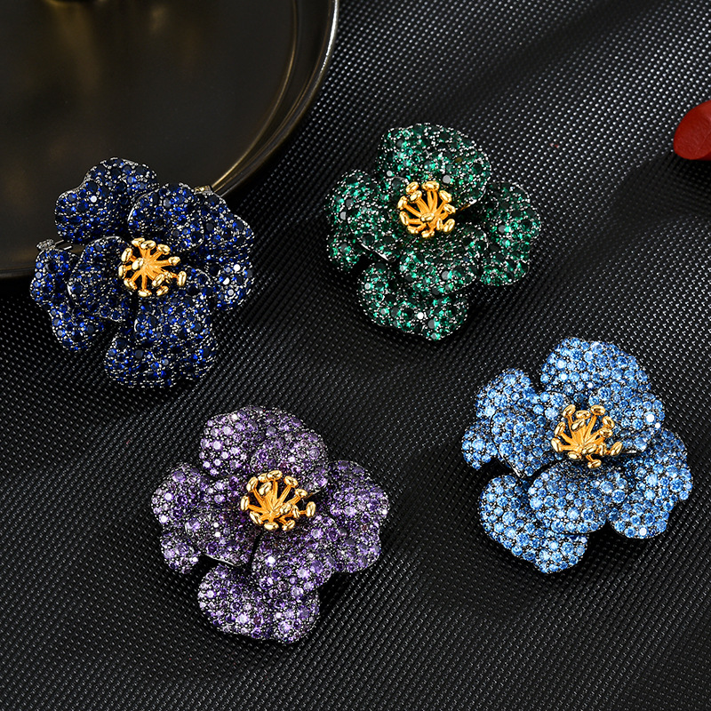 Classic heavy industry, high-end elegance, luxury, peony brooch, exquisite temperament, fashionable corsage, coat accessory